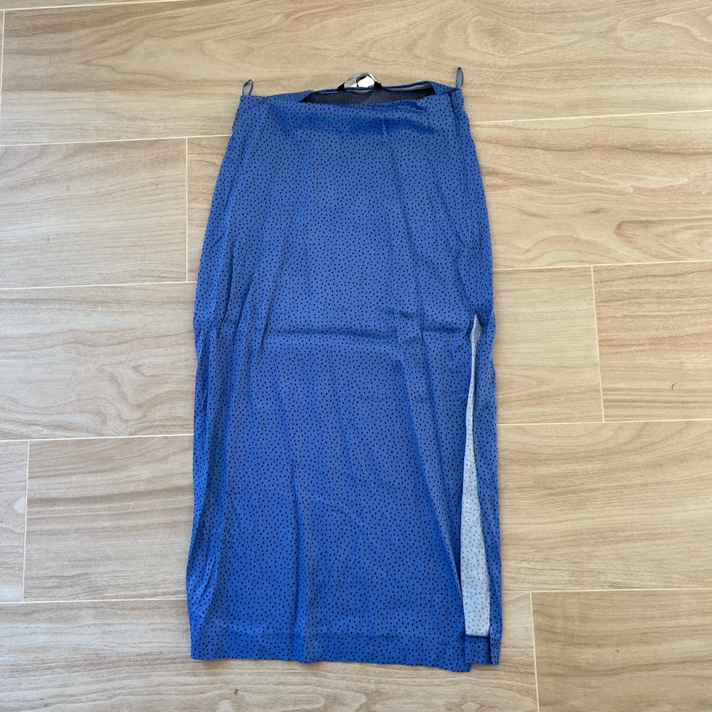 ZARA Midi Blue Silk Skirt